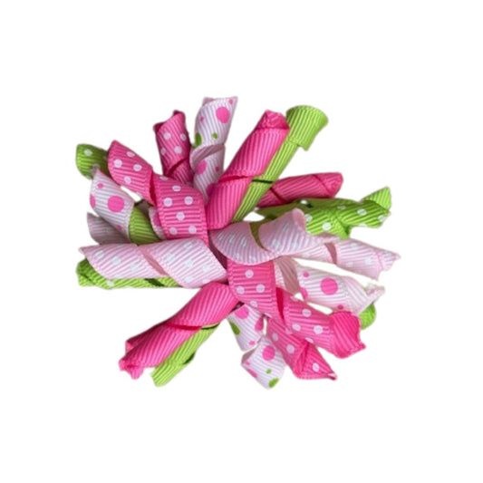Corkscrew, Pink & Lime Green Hairbow