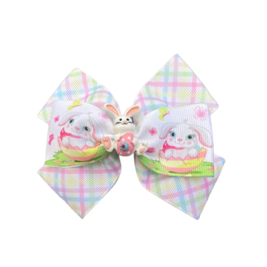 Pink Plaid Bunny Bow