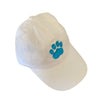 Paw Print Hat, White/Aqua