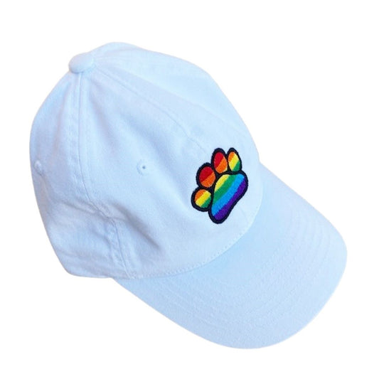 Paw Print Hat, White/Pride