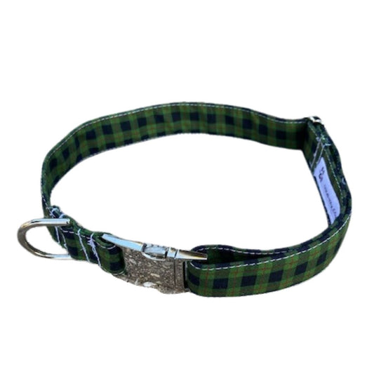 Dark Green Plaid Collar