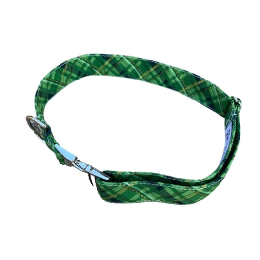 Bright Green Plaid Collar